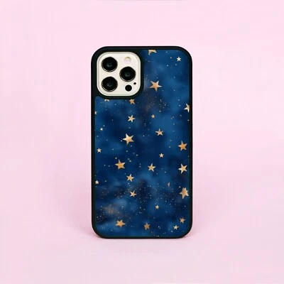 Gold Effect Stars Blue Night Starry Sky Whimsical Phone Case/Cover For iPhone - Image 1 of 4