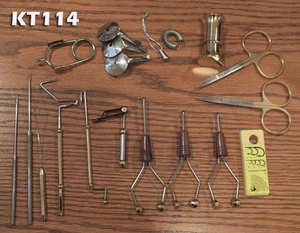 18 Piece Fly Tying Tool Kit  w/Ceramic Bobbins, Curved & Straight Scissors KT114 - Picture 1 of 1