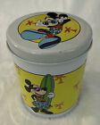 Vintage Disney Mickey Mouse Surfer Tin Container Surfboard Palm Tree Beach 4.75?