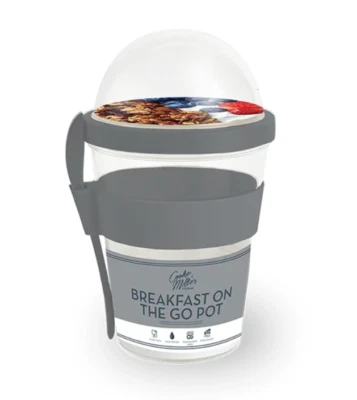 Breakfast On The Go Pot with Spoon Natural Colour Leak Proof and Dishwasher Safe - Image 1 of 2