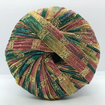 Memento Royale Berlini Glitter Ribbon Yarn #132 Toscana - Deep Red Green Gold - Image 1 of 4