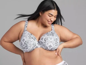 Cacique 353631 Smooth Lightly Lined Full Coverage Bra 46DD Blue Paisley - Picture 1 of 8