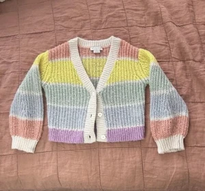 Stella McCartney Kids 4T Funky Cardigan Sweater Button Up Pastel Striped - Picture 1 of 7