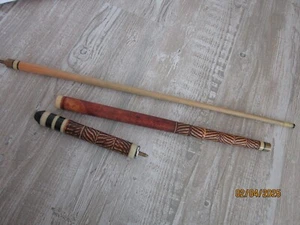 Vintage 3 Piece Carved Wooden Portable Pool Stick Cues w/soft Case Billiards - Picture 1 of 6