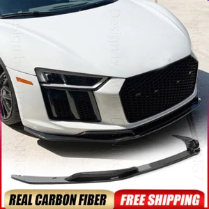 FOR Audi R8 GT V10 2016-2018 REAL CARBON Front Bumper Lip Spoiler Splitters Kit - Picture 1 of 18
