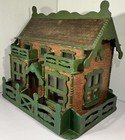 STUNNING VINTAGE ART DECO HANDICRAFTS(?) WOODEN DOLL HOUSE WITH FRETWORK DETAIL