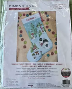 Dimensions Snowman Family Stocking (multi language) cross stitch kit - Bild 1 von 3
