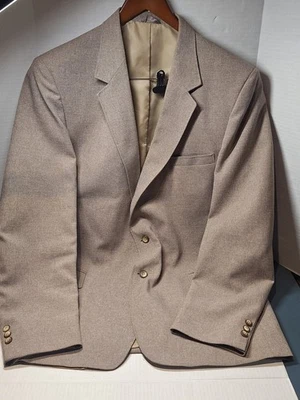 VTG Sears Roebuck Sports Coat, Mens Chest Size 44, Tan, Lined, 2 Button, Polyest - Image 1 of 4