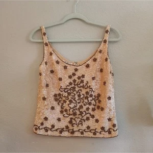 Gene Shelly's Vintage Hand Made Wool Knit Tank  Hand Beaded And Sequined - Picture 1 of 12
