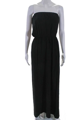 Espléndido Maxi Vestido Para Mujer Sin Tirantes Cintura Alta Línea A Negro Talla Mediana Foto 1 de 4