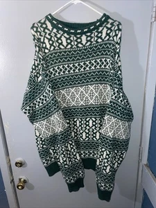 Vintage Eddie Bauer Cotton Knit 90s Nordic Winter Fishermans Sweater Size XL E - Picture 1 of 9