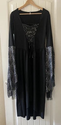 NEW Women’s Halloween Costume Vampire Witch Gothic Black Dress Lace Sz S Stretch - Image 1 of 4
