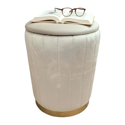 Hocker Samt Sitzhocker Samthocker Aufbewahrungshocker Beistellhocker Stauraum - Bild 1 von 4