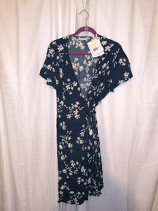 Seraphine Navy Floral Maternity Wrap Dress Size 14 Blue Green White Pregnancy - Picture 1 of 5