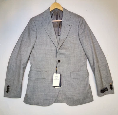 Gutteridge 1878 Lana Italiana 100% Sin Forro 2 Botones Gris Traje Chaqueta Para Hombres EE. UU. 38 Foto 1 de 4