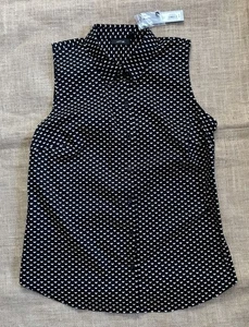 Nueva Camisa Negra Crema Estampado Abotonada Estructurada Talla Grande Preppy - Imagen 1 de 7