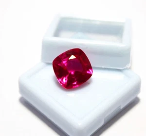 Certified 9-10 Ct Pink Ruby | Untreated Cushion Cut Vivid Natural Gemstone - Picture 1 of 6