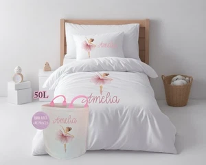 Personalisiertes Kinder Ballerina Thema Bettwäscheset, Kissenbezug, Kinderzimmer Schlafzimmer Artikel - Bild 1 von 2