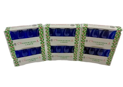 (24 no total) Lâmpada de Natal de substituição C9 vidro azul tempo de férias pacote com 4 lâmpadas 7W - Imagem 1 de 3