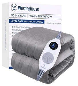 Westinghouse beheizbare Decke, luxuriöses Kunstfell/Flanell, grau, 50" x 60" - Bild 1 von 5
