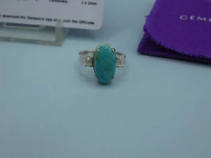 S13 Gemporia Sterlingsilber Türkis & Weiß Zirkon Ring & COA - Größe P/Q - Bild 1 von 9