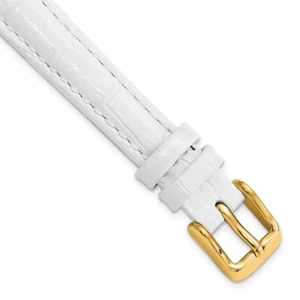 DeBeer 12mm White Crocodile-Style Grain Chrono Gold-tone Buckle Watch Band - Picture 1 of 4
