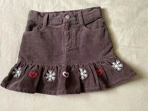 Girl's Gymboree Brown Corduroy Winter Cheer SKIRT/SKORT Size 5 Snowflake Hearts  - Picture 1 of 6