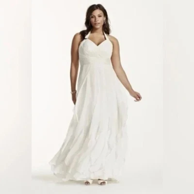 Galina Woman Chiffon Halter Wedding Summer Formal Dress Plus Size 16W READ - Image 1 of 4