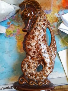 VINTAGE FOSTERS KERAMIK SEEPFERDCHEN VASE KRUG 29cm. - Bild 1 von 5
