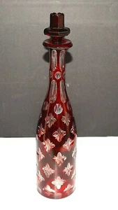 Bohemian Ruby Cut to Clear Glass Decanter - c.1900 - Picture 1 of 6