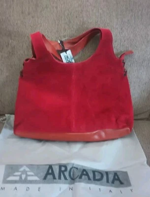 NWT Vintage Red Leather/Suede Essenza by Arcadia Handbag Made In Italy - Image 1 of 4