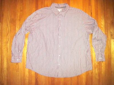 St. John's Bay 80's 2-Ply Maroon/White Stripe Dress Shirt 3XL NWT - Image 1 of 4