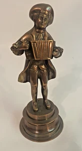 VTG 8 3/4" Bronze Plated Statue of a Boy Playing an Accordion - Picture 1 of 9