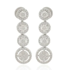 1.65 Ct SI Clarity H Color Diamond Dangle Earrings 14k White Gold Birthday Gift - Picture 1 of 7