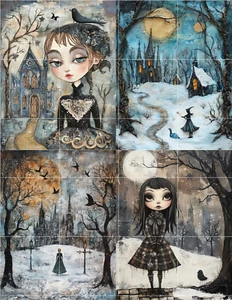 GOTHIC WINTER Collage Fogli Forniture Scrapbook Giornale Spazzatura Card Topper - Foto 1 di 1