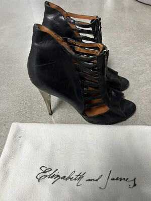 Elizabeth & James Black Leather Woman Shoes Size US 8 1/2. Great Shape - Image 1 of 4