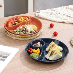 2pcs Microwavable Divided Dinner Plate Plastic Meal Measure Dish Nut - Picture 1 of 24