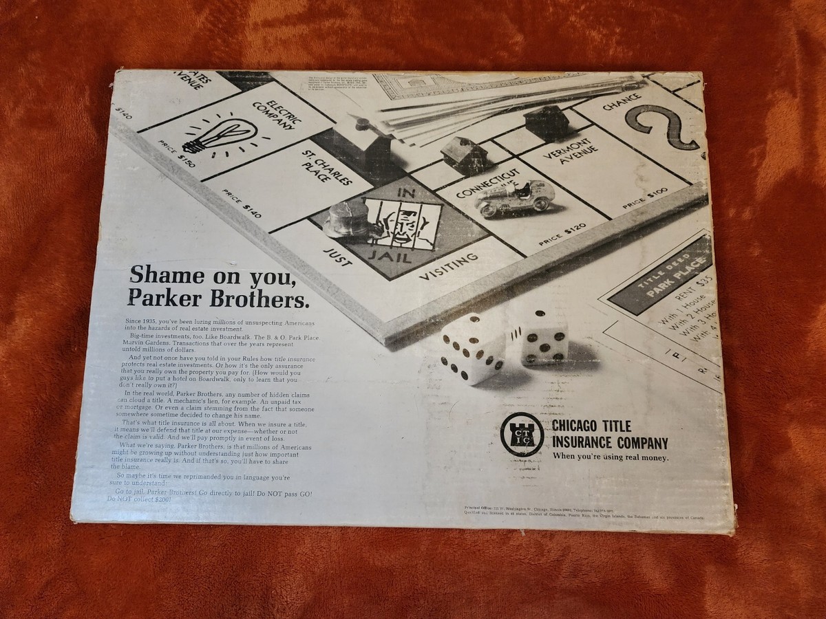 Monopoly Board 1964 Vintage Manufacture Board & Traditional