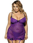 Sexy Purple Floral Lace Chemise Babydoll Sleepwear Plus Size 8-22 Lingerie