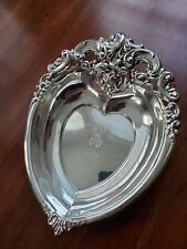 Wallace 4850-9 Sterling Silver Heart Shape Dish Bowl GRANDE BAROQUE Monogram K