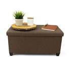 Rectangular Brown Storage Fabric Ottoman Bench, 14.96 X 29.92 X 14.96 Inches