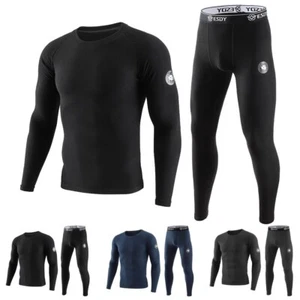 Thermal Underwear Long Johns Set Mens Winter Warm Gear Base Layer Top & Bottom - Picture 1 of 17