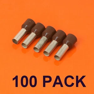 Quality Brown Insulated Cord End Terminals 10mm² Single Ferrule Bootlace 12mm - Picture 1 of 1
