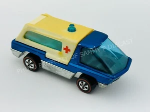 Hot Wheels Redline AMBULANCE Blue HK Dark Interior Heavyweights Very Nice !!! - Picture 1 of 5