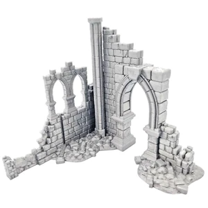 Battle Ruined Building Wall - 3D Printed War Medieval Terrain for AOS LOTR RPG - Picture 1 of 6