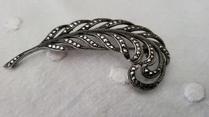 ANTIGUO BROCHE DE PLATA Y MARCASITA - Imagen 1 de 5