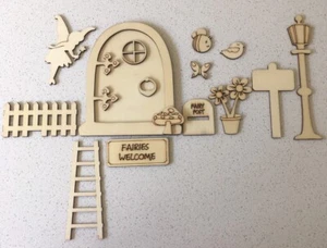 Magical Fairy Door 16 piece kit - MDF Paint Your Own Craft Fairy Door - Picture 1 of 2