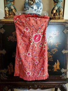 Unbranded Strapless Dress Embroidered 100% silk Size S