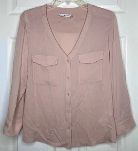 Camisa Mujer ALICE + OLIVIA Rosa Polvorienta Rosa Botones Bolsillo Seda L/s Talla XS USADA EN EXCELENTE ESTADO - Imagen 1 de 3
