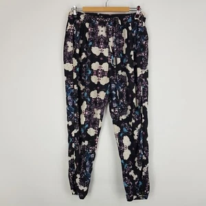 Dotti Womens Size 10 Purple Floral Drawstring Patterned Harem Leg Pants Pockets - Picture 1 of 21